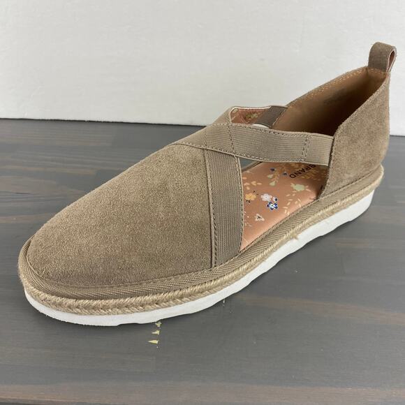Lucky Brand Shoes - Lucky Brand Jenife Espadrille Sandals Women 8.5M Taupe Suede Leather Slip On